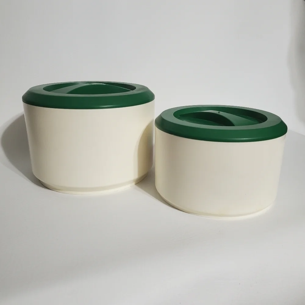 Vintage Sterilite Strawberry Plastic Canisters Organizers Containers Green Lids